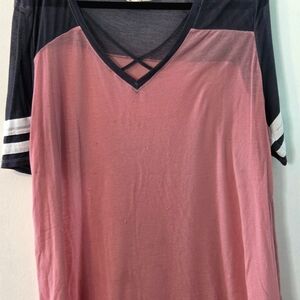 Maurices Pink and Black Short Sleeve Tee